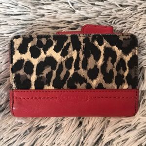 Coach wallet, leopard and red leather